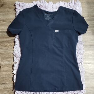 Figs Blue Fitted Short Sleeve Tee